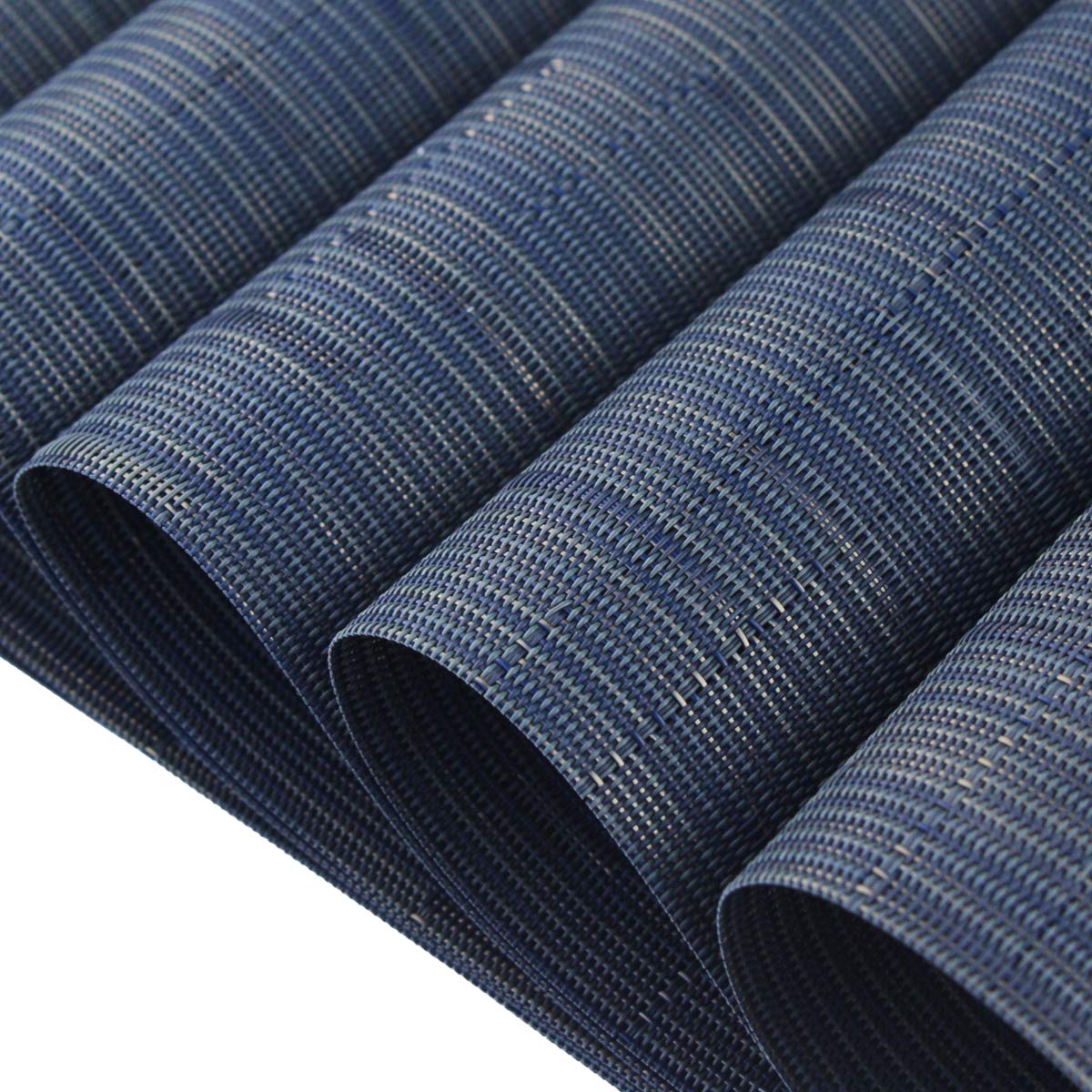 BECHEN Vinyl Placemats and Coasters,Washable Table Mats Easy to Clean Woven Placemats for Dining Table Set of 4(Navy Blue) - Image 4