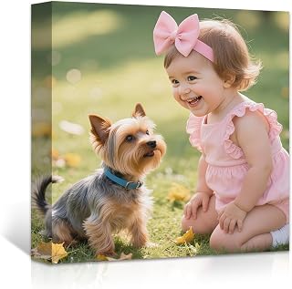 RIYAKOO Custom Canvas Prints With Your Photos,Personalized Canvas Pictures Wall Art Printing Gifts for Family Baby Pets Couple Wedding (12"x12"&6 More Sizes)