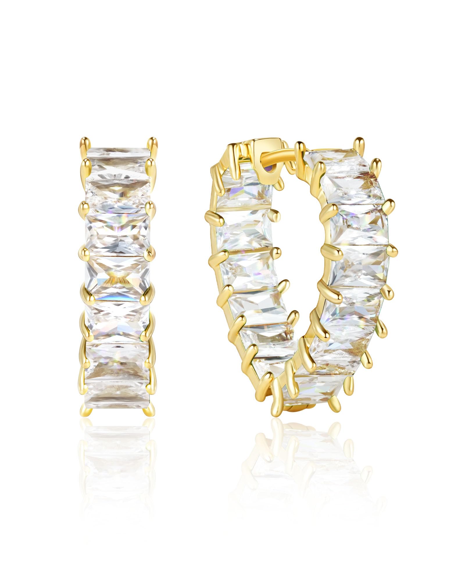 ACECHA Cubic Zirconia Hoop Earrings for Women Emerald Green Black, 18K Plated Gold Heart CZ Earings, Huggie Ear Rings Jewelry Gift for Mom Wife