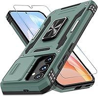 Vista 47 de DEERLAMN - Funda para Samsung Galaxy A15 5G con cubierta deslizante para la cámara + protector de pantalla (1 paquete), soporte giratorio con anillo