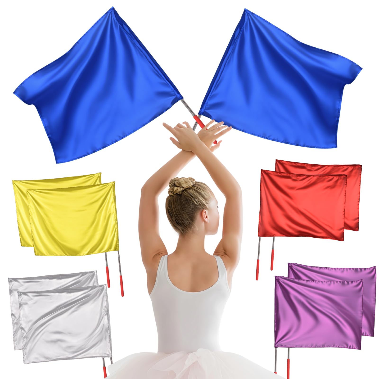 10pcs, Worship Flags, 21.6" X 26.8", Worship Flags For Dance Church, Praise Dance Equipped With A Telescopic Pole, Five Colors, Used For Outdoor, Stage, Church Services, Teams-image-22