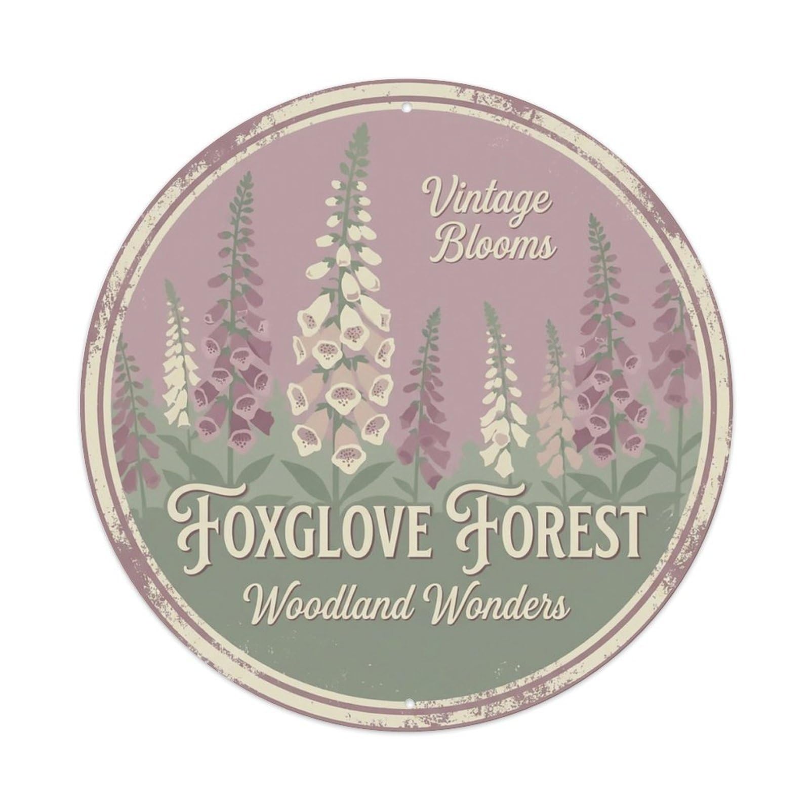Cxhjca 8X8inch(20X20cm) Vintage Cottagecore Garden Foxglove Woodland Fairy Metal Tin Sign