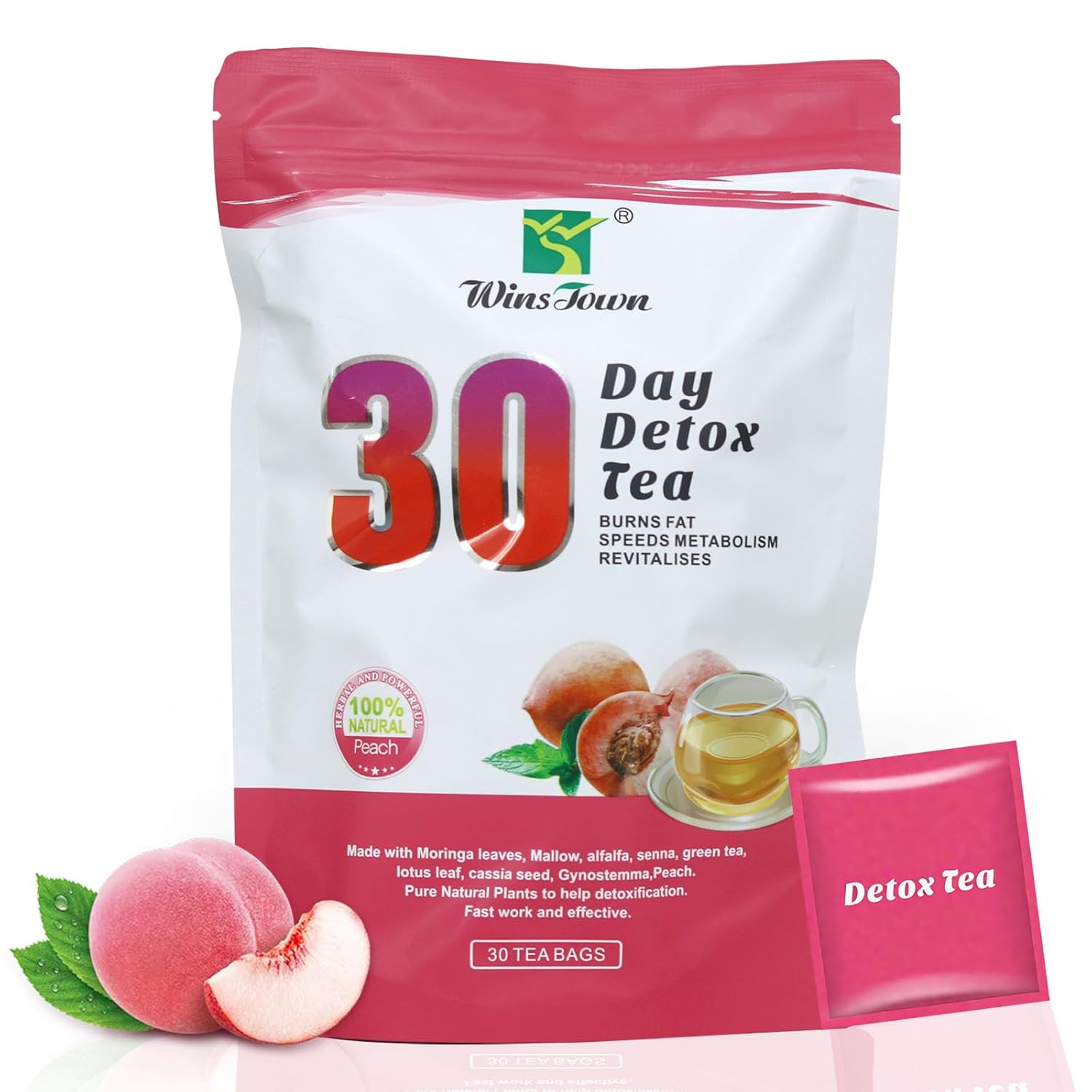 Wins Town 30 Days Detox Tea - Herbal Blend to Support Colon Cleanse, Blood Purifier & Whole body Detox, 30 Tea Bags