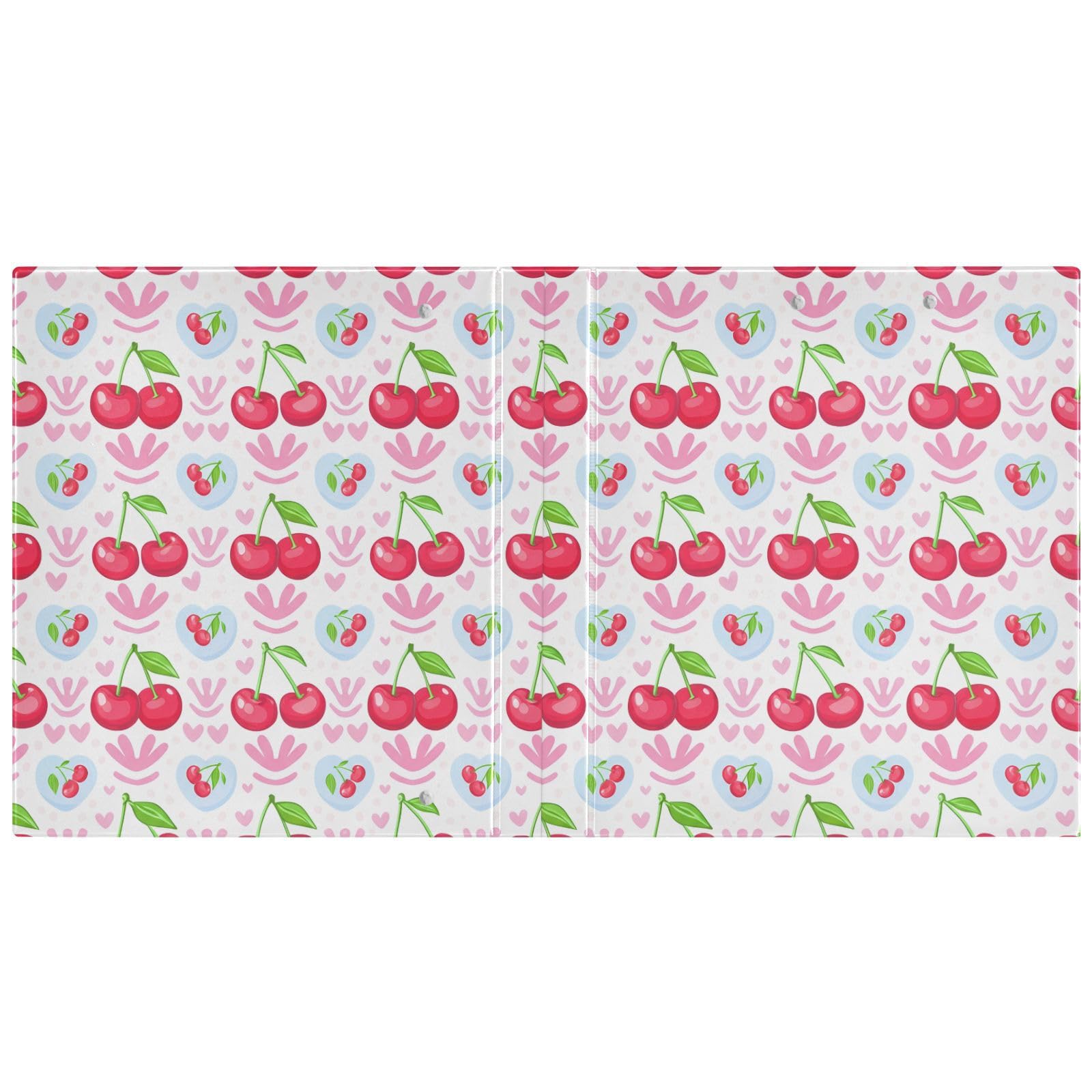 Raccoglitore ad anelli con 3 anelli, 3,8 cm, motivo ciliegie e cuori, con clip in metallo, formato A4, organizer per casa e ufficio, confezione da 2