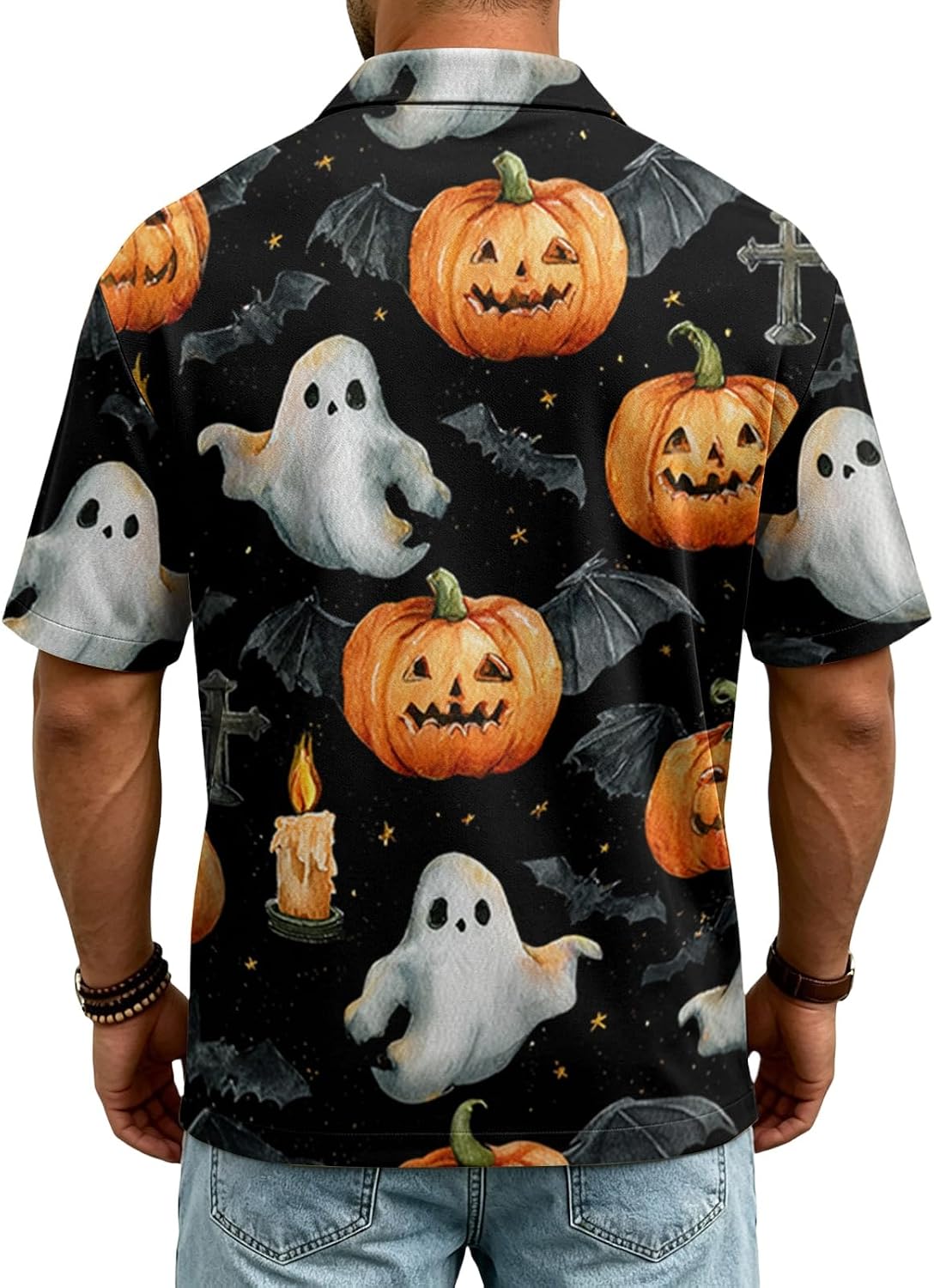 Mens Halloween Golf Polo Shirt Short Sleeve Funny Horror Top