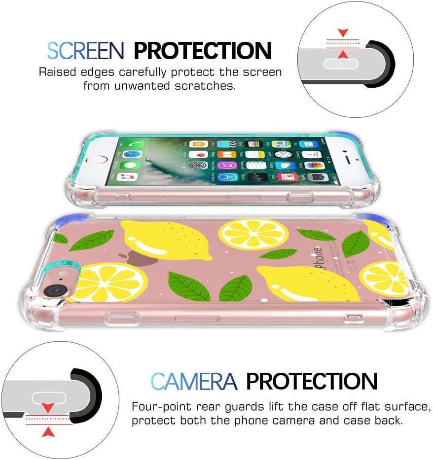 KIOMY iPhone 6S Plus Case, Ultra Crystal Clear Case with Design Cute Lemon Floral Texture Flexible Protective Slim Cover for iPhone 6 6S Plus 5.5 Inch
