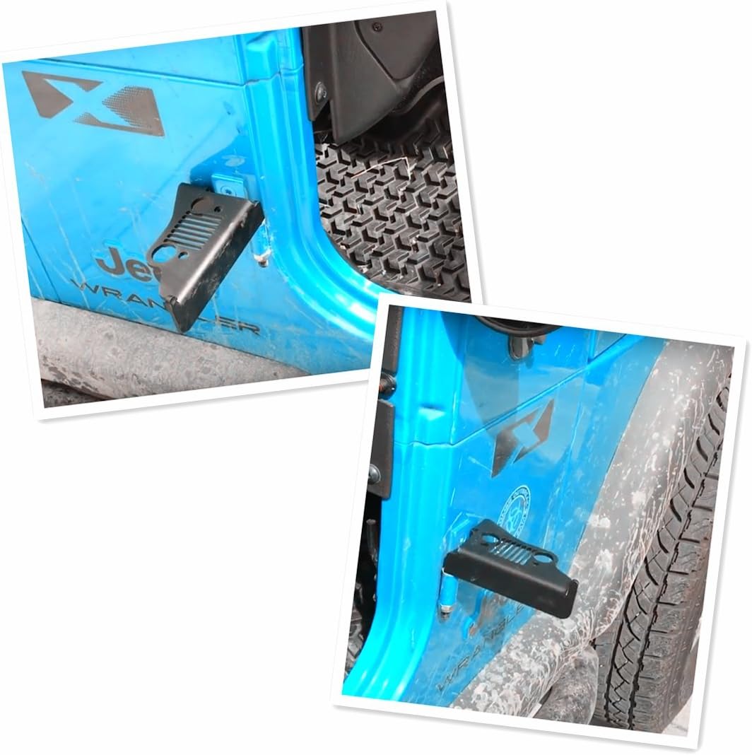 iFJF Front Foot Pegs Solid Oxidized Iron -Black Powder Coated Foot Rest Grille Kick Panel for 2007-2017 Jeep Wrangler Jk JL JKU Unlimited(1pair)