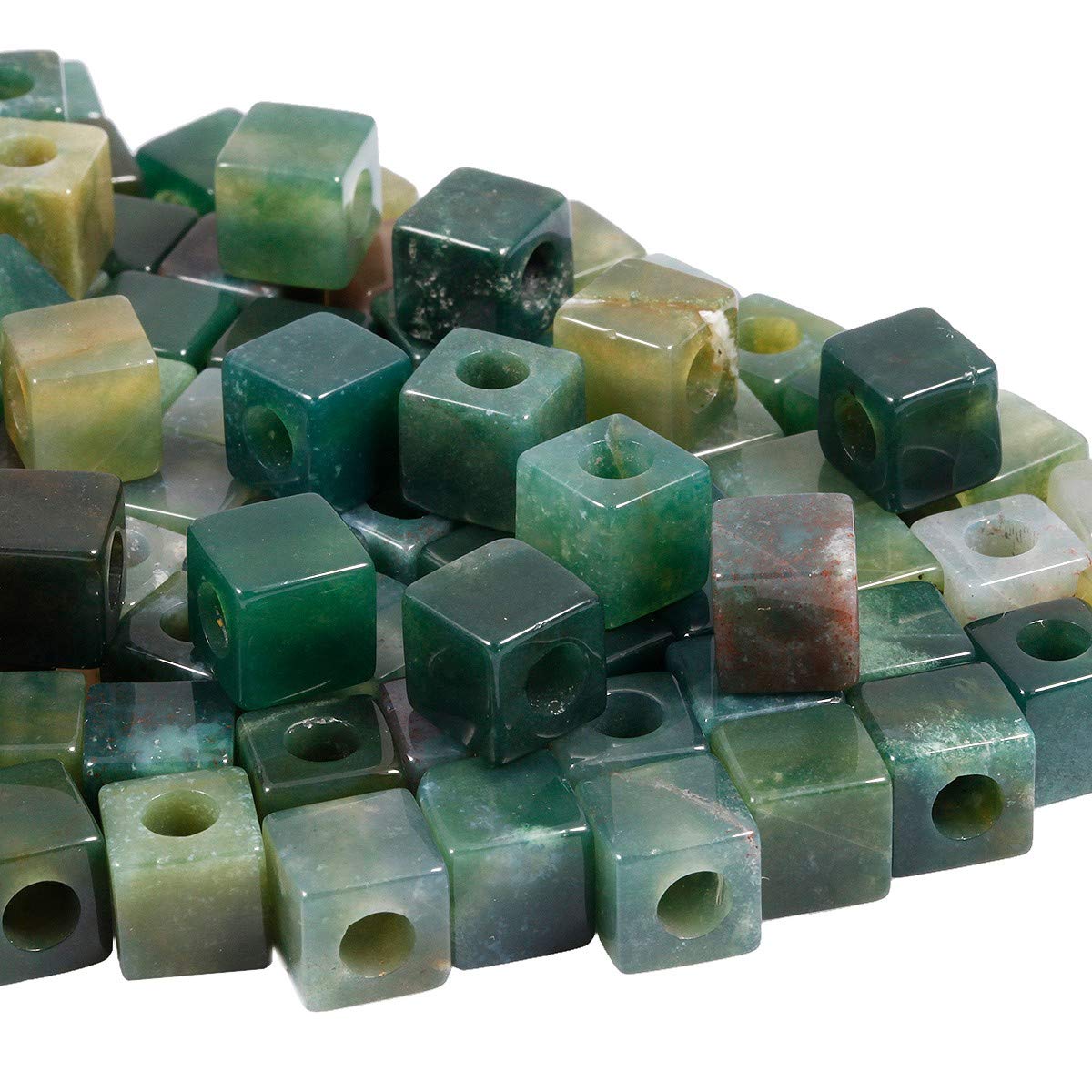 mookaitedecor 30pcs 10mm Natural Indian Agate Cube Large Hole Gemstone Beads for Jewellery Making Square Spacer Loose Large Hole Crystal Stone Beads for Bracelet Making Crafting Macrame 5mm Hole - Image 2
