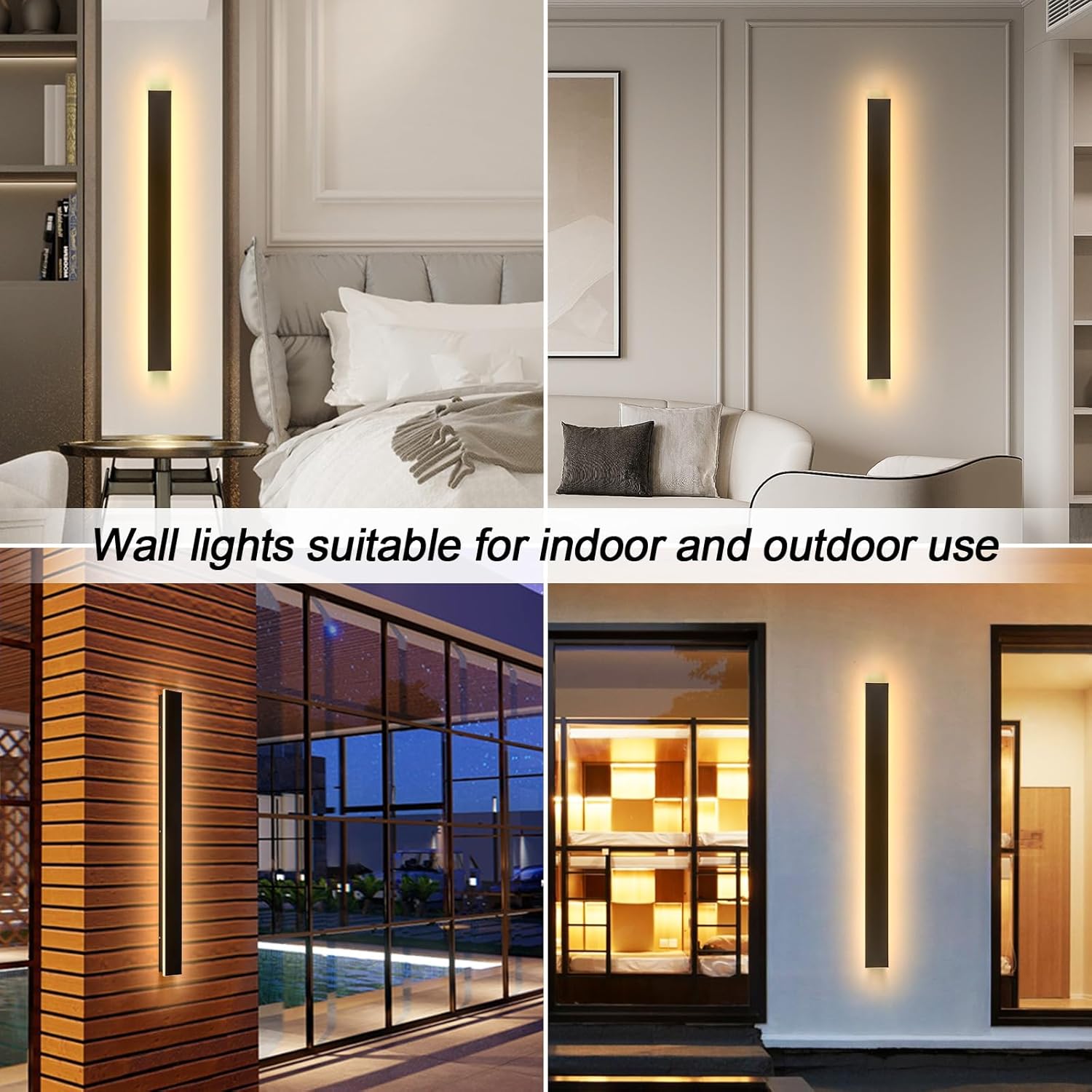 2 Pack 47 inch Outdoor Wall Lights Modern Long Wall Sconce, Waterproof Ip65 Outdoor Garage Lights 3000K Wall Mount Exterior Light Fixture for House Garage Patio