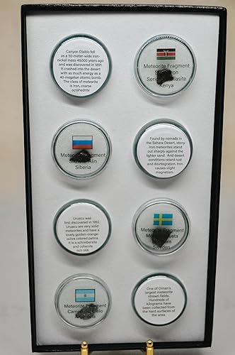 Miniatura 2 de Rocksbury Place Meteoritos de todo el mundo - Auténtica colección de fragmentos de meteoritos de 8 piezas con vitrina  Regalo educativo de ciencia