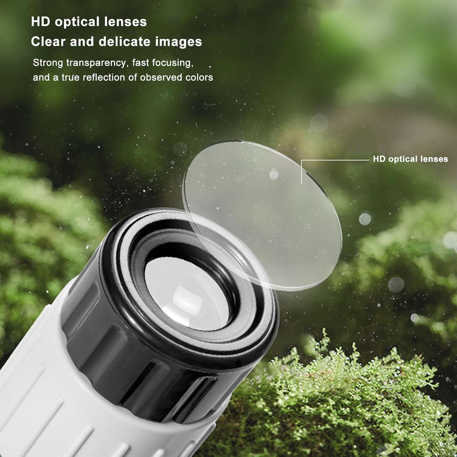 Childrens Microscope, HD Optical Lens, Develops Clear Observation Images, Cultivates Interest, Childrens Flower Microscope Set for Daily Use (White Black)