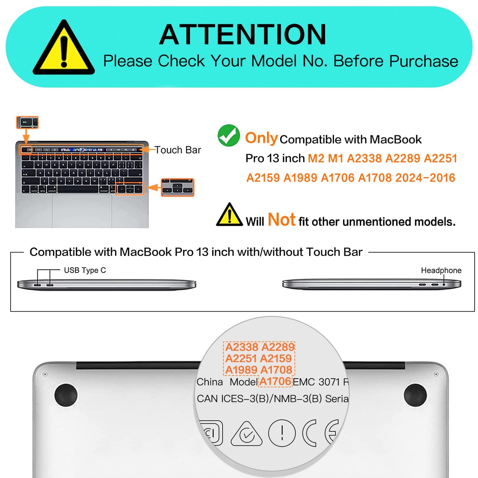 Dl3 Mobilak Compatible with MacBook Pro 13 inch Case 2024 2023 2022-2016 M2 M1 A2338 A2289 A2251 A2159 A1989 A1706 A1708 with/without Touch Bar, Protective Plastic Hard Shell Case Cover (Black)