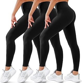 3 Pack Leggings for Women High Waisted No See-Through...