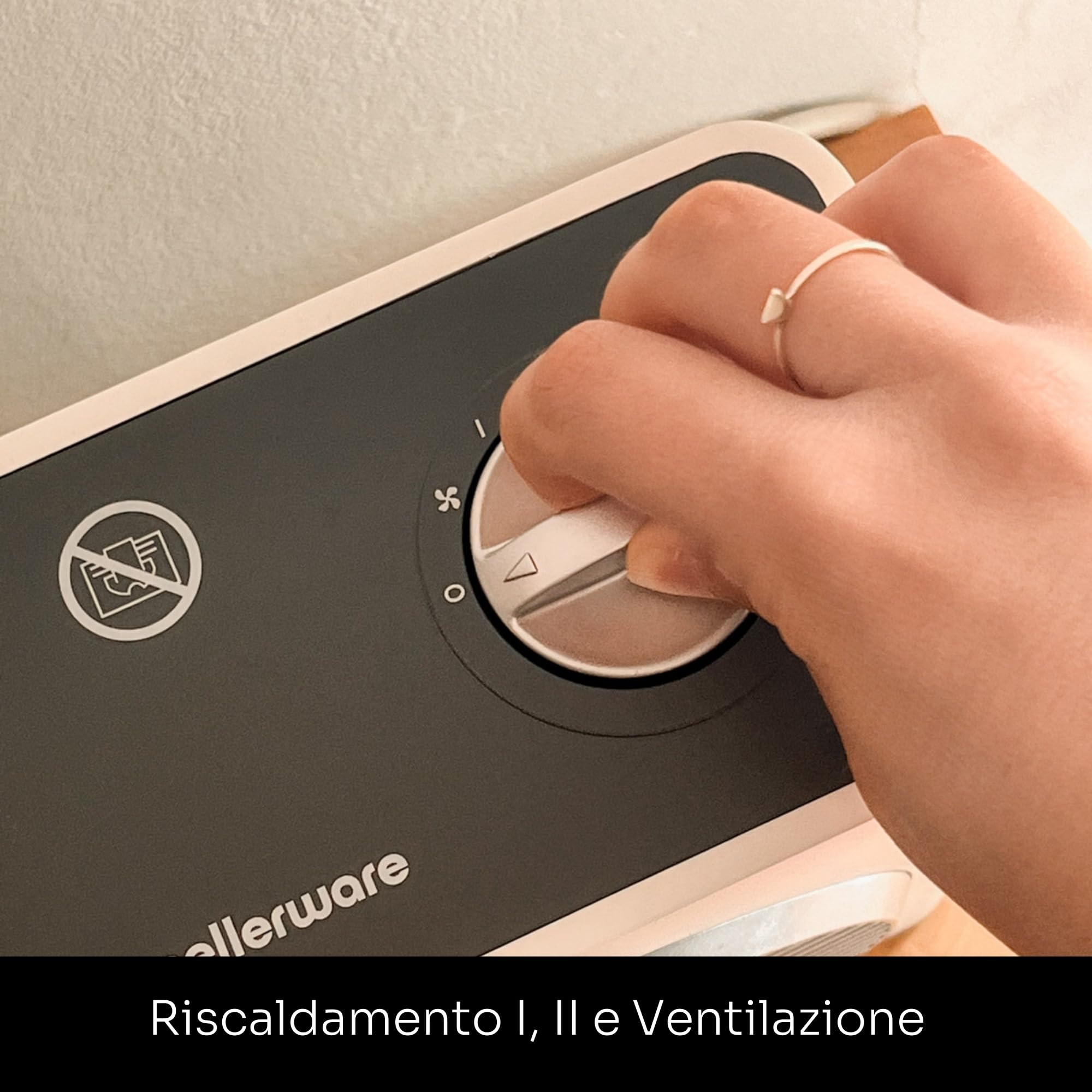 Mellerware - Termoventilatore Elettrico Homy! 2000W | 3 Livelli di Potenza | Calore Immediato | Termostato Regolabile | Spegnimento di Sicurezza | Adatto ai Bagni | IP24 | Sistema Antiribaltamento