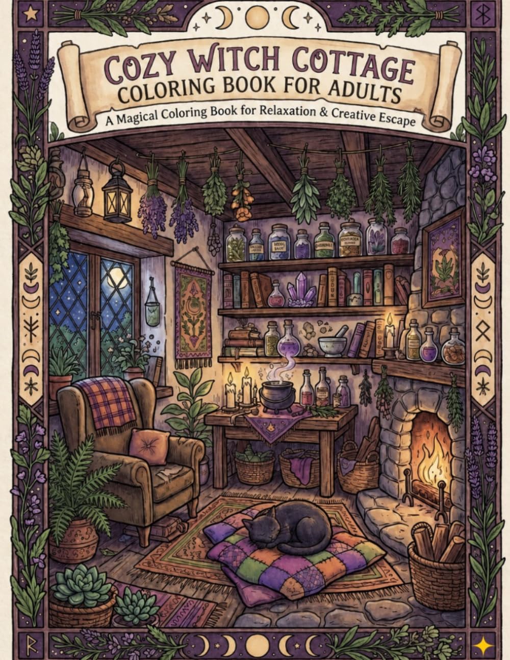 Cozy Witch Cottage Coloring Book for Adults: A Magical Coloring Book for Relaxation & Creative Escape