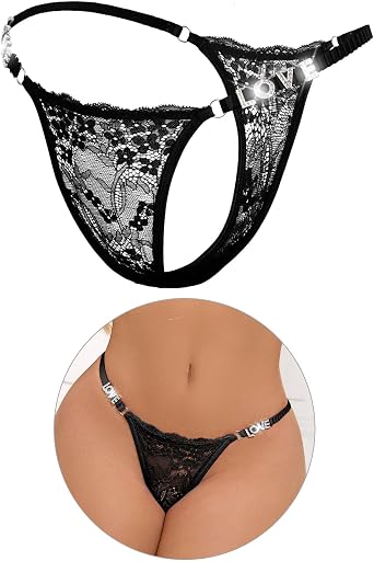 ohyeah G-String Thongs for Women Lace Thong Panties Micro Thong Low Waist Cheeky Underwear T-Back Love Diamonds Tangas