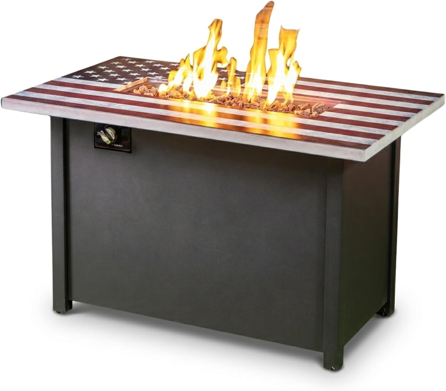 Outdoor USA Commemorative Memorial American Flag - 40 Inch Stainless Steel 50,000 BTU Propane Propane Patio Firetable
