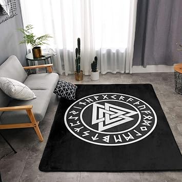 Vikings Norse Mythology Pagan Asatru Magical Rune Living Room Carpet - Bedroom Carpet Non-Slip Floor mat Decorative 63X48 Inch