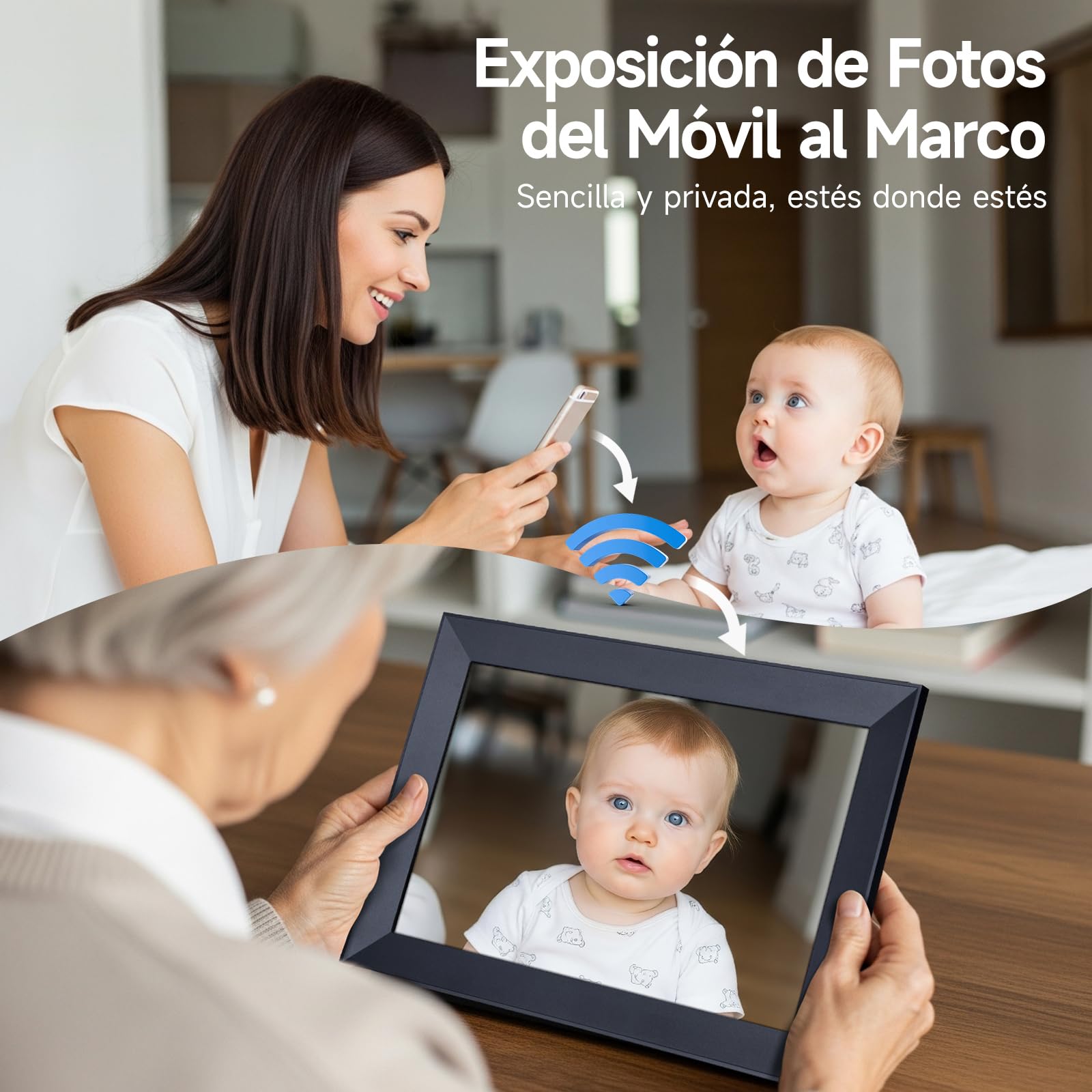 Marco de Fotos Digital, Rollei Smart Frame WiFi 103 Frameo Portaretratos Digitales 10,1 Pulgadas 1280x800 Pantalla Táctil IPS Memoria 32GB Comparte Imagen y Videos Negro Marco-Foto-Digital-Smart-Frame