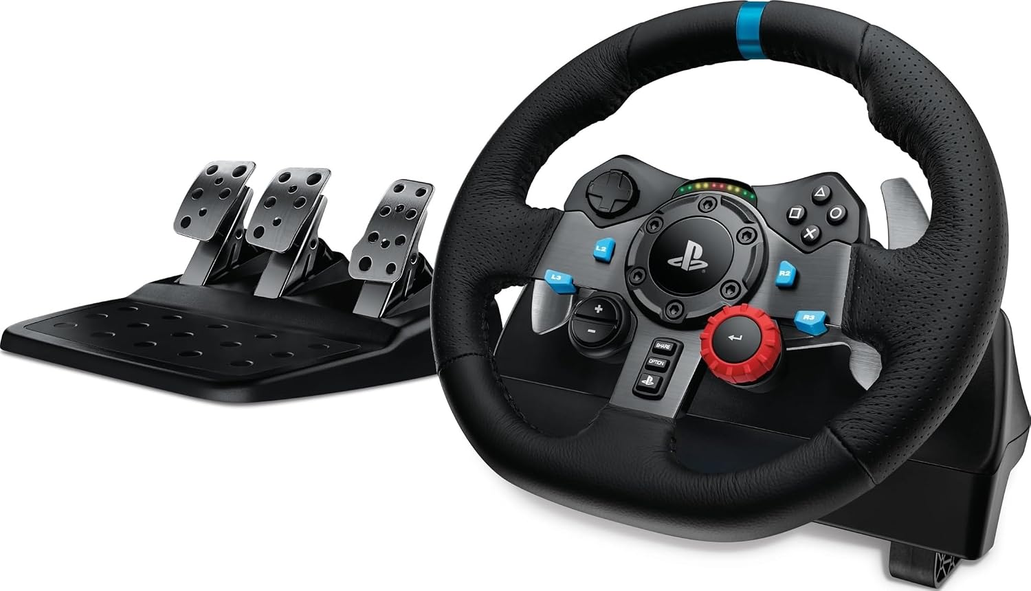 Logitech G29 Racing Wheel and Pedals for PS5/PS4/PC | Stainless steel paddle shifters, leather steering wheel cover, real force feedback, for PS5, PS4, PC, Mac
