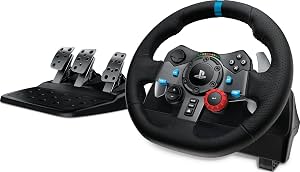 Volante y pedales de carreras Logitech G29 para PS5/PS4/PC | Paletas de cambio de acero inoxidable, cubierta de cuero para el volante, force feedback real, para PS5, PS4, PC, Mac ESRB Rating: Rating Pending