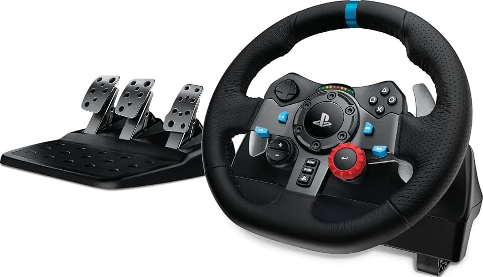 Logitech G29 Racing Wheel and Pedals for PS5/PS4/PC | Stainless steel paddle shifters, leather steering wheel cover, real force feedback, for PS5, PS4, PC, Mac