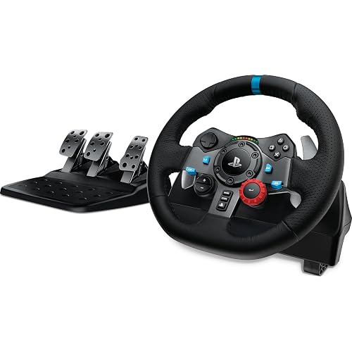Logitech G29 Racing Wheel and Pedals for PS5/PS4/PC | Stainless steel paddle shifters, leather steering wheel cover, real force feedback, for PS5, PS4, PC, Mac