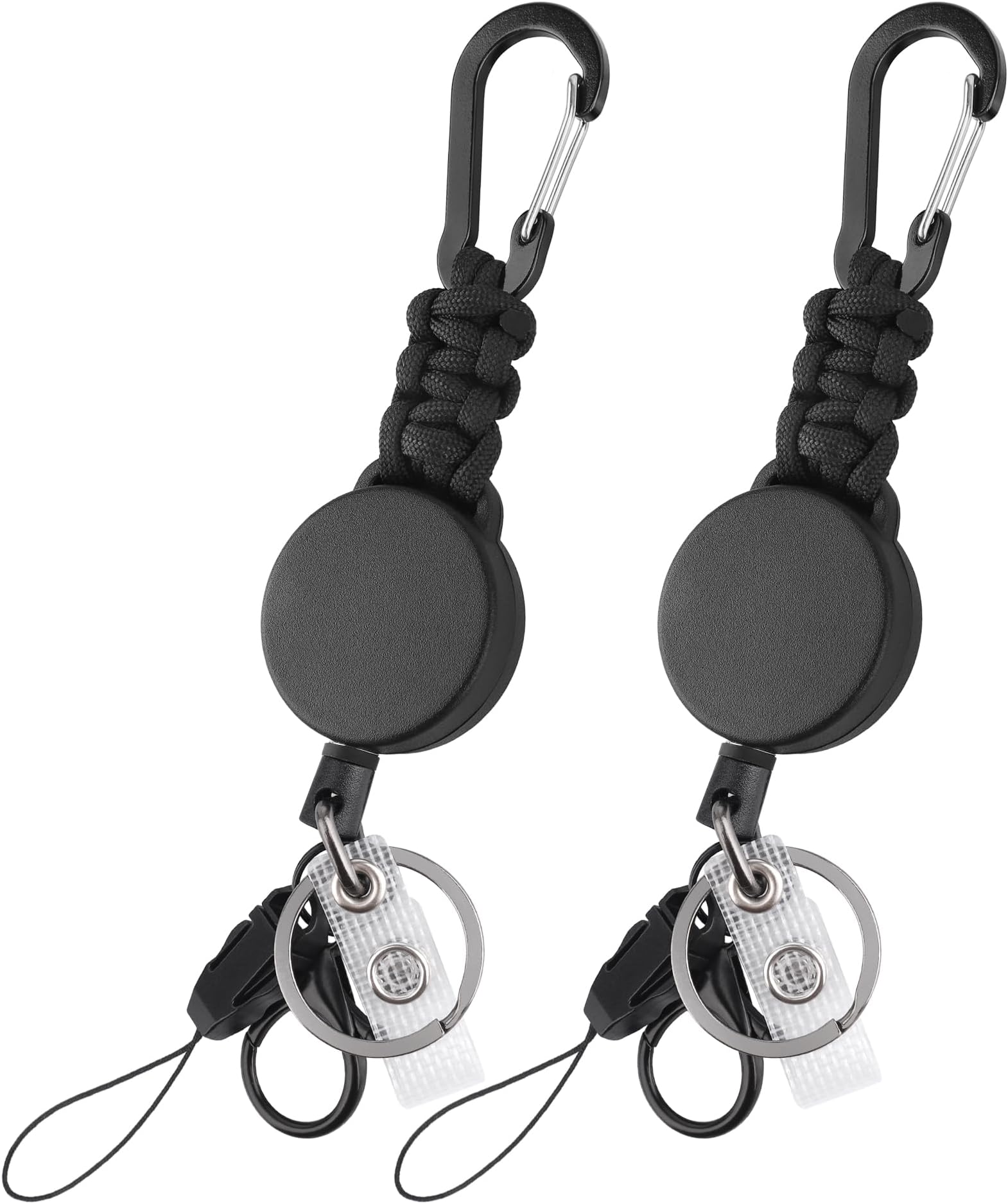 EOTWRetractable Keyring Keychain, 2pc Extender Retractable Badge Reels Key Chain Holder Lanyard Clip Heavy Duty Key Lanyard Clip Belt