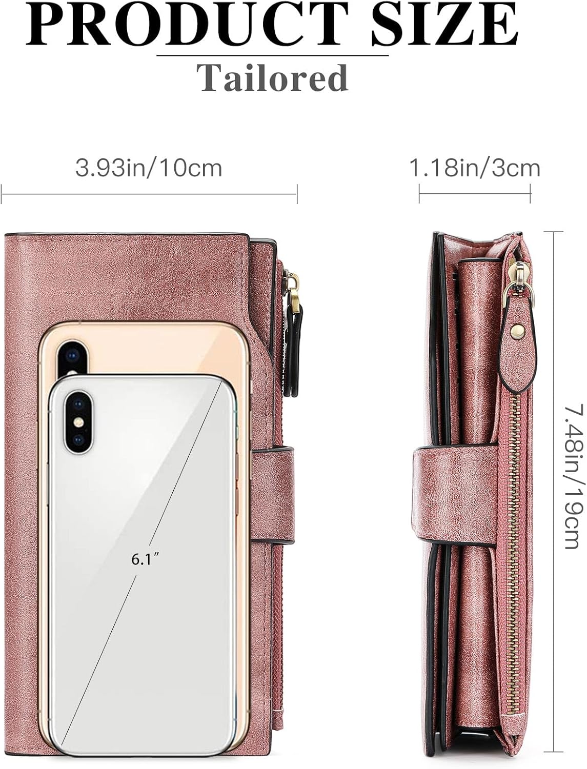 SENDEFN Women Leather Wallets RFID Blocking Clutch Card Holder Ladies Purse with Zipper Pocket - Image 4