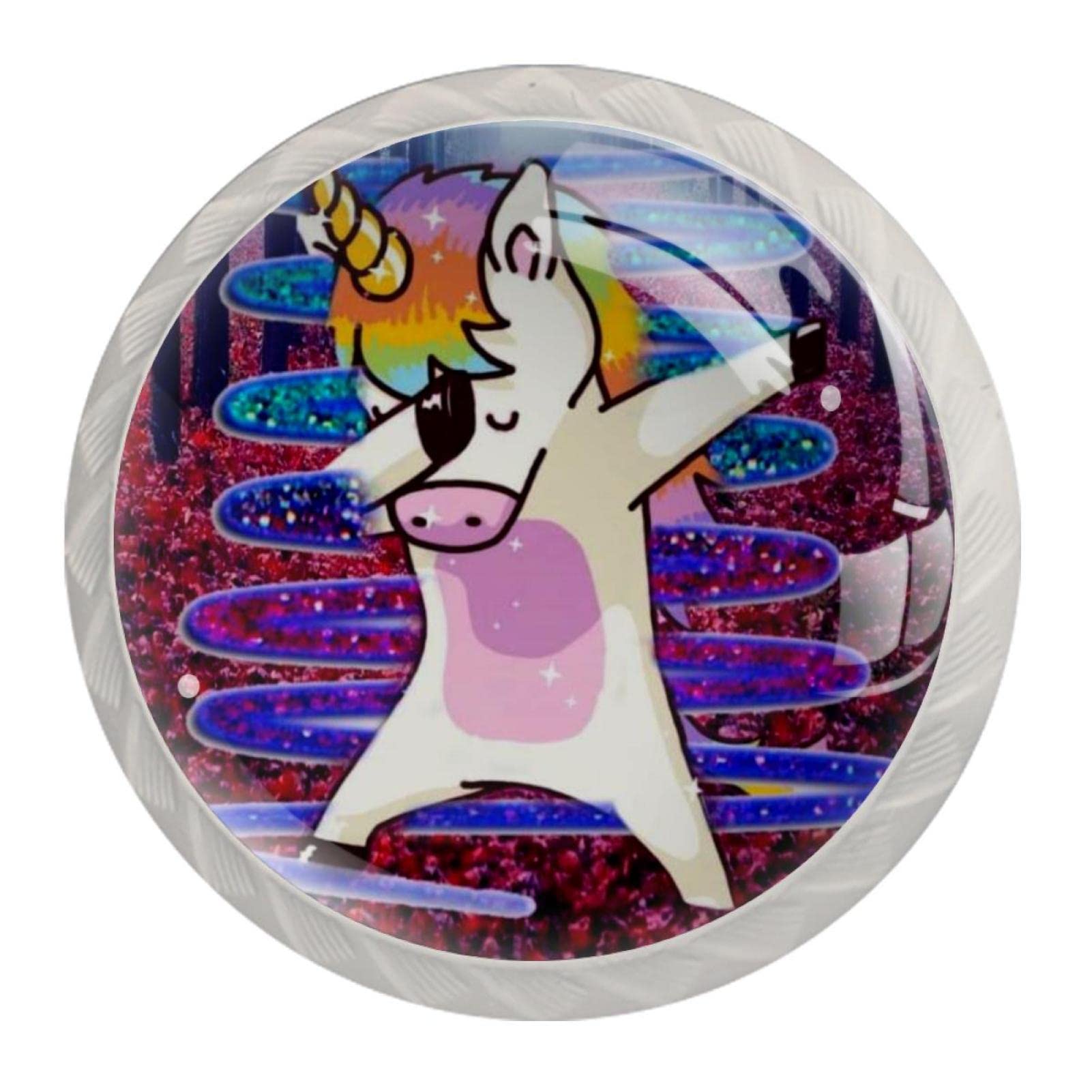 Poignées de porte licorne multicolore 3.5cm boutons de meuble carrés avec vis lot de 4