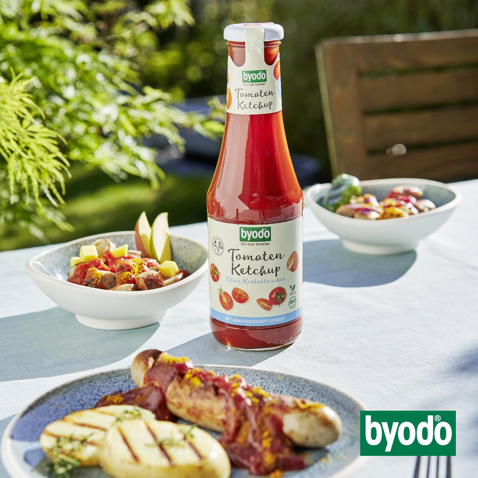 Bio Tomaten Ketchup ohne Zuckerzusatz von Byodo, Mit Agavendicksaft Gesüßt, Vegan, Glutenfrei, 6x500ml