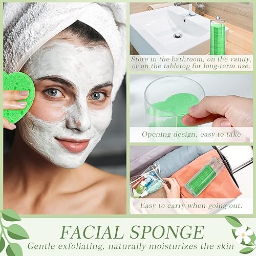 Miniatura 3 de 120 esponjas faciales comprimidas con contenedor de esponja facial, almohadillas de esponja desechables naturales para lavar la cara, exfoliante,