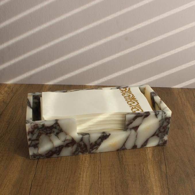 Natural Calacatta Viola Marble Napkin Holder 9.8"x4.9"x2.8"