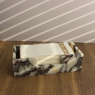 Natural Calacatta 비올라 대리석 냅킨 홀더, 게스트 타월 홀더, 욕실/주방/레스토랑용 종이 핸드 바스켓
