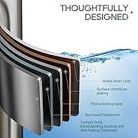 Vista 5 de Tall Vessel Sink Faucet Bathroom Waterfall Faucet Brushed Nickel Finished Single Handle Matte Black Vanity Bathroom Faucet Basin Mixer Tap with