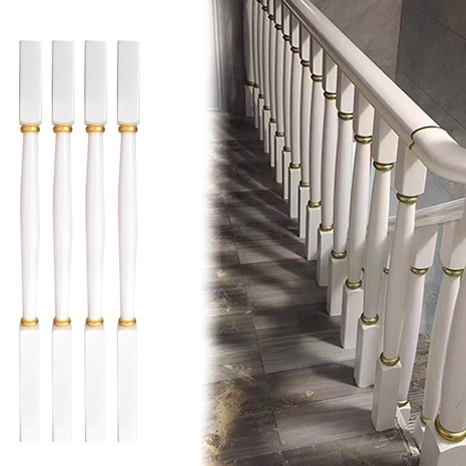 Barandilla de madera para escalera de diseño premium con cuatro balaustres