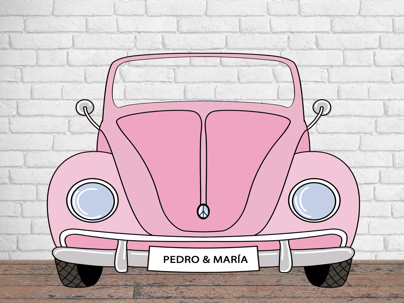 Photocall Personalizado para Bodas en Cartón Coche Rosa 200x150cm | Photocall Personalizado Coche Rosa | Photocall Personalizado Económico y Original | Photocall Personalizado Troquelado