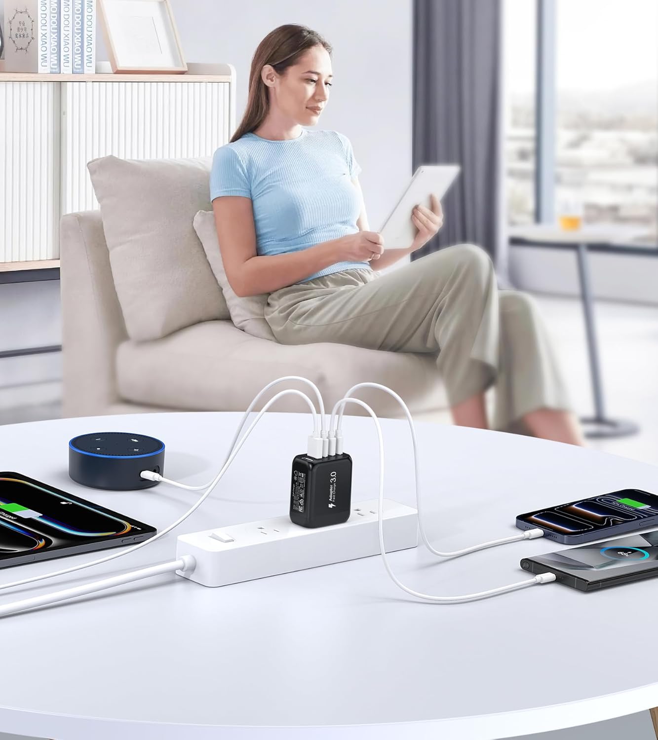 [2-Pack]50W USB C Wall Charger Block, 5-Port C Charger Fast Charging Block PD Power Adapter +QC 3.0 Multiport Type C Box Brick Cube USB A Wall Plug for iPhone 14/15/16/17 Pro Max,Samsung Galaxy(Black)