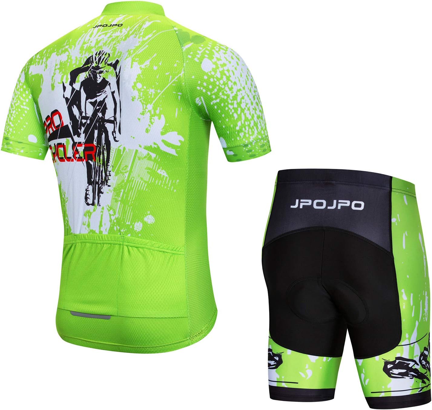 Men Cycling Jersey Set Bike Short Sleeve Shirt Tops+5D Padded Shorts S-3XL