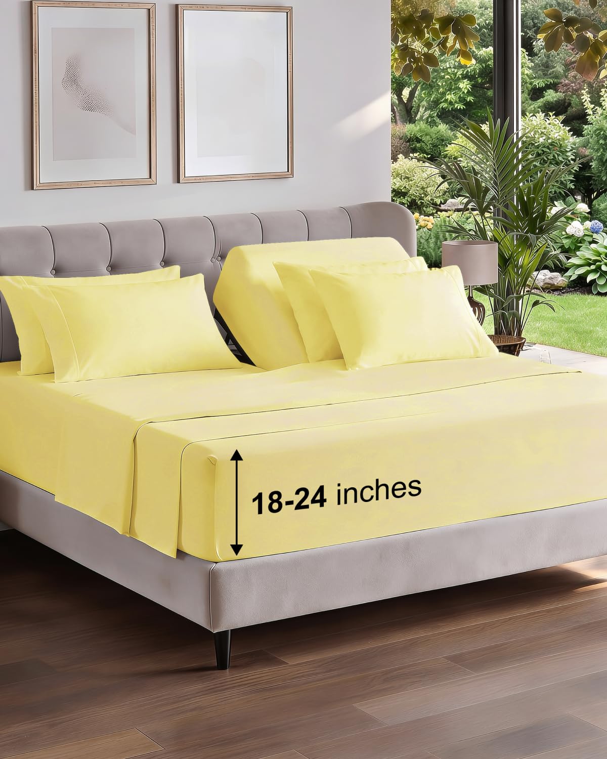 CGK Extra Deep Flex Top Split Head King 6pc Cooling Sheet Set - Yellow