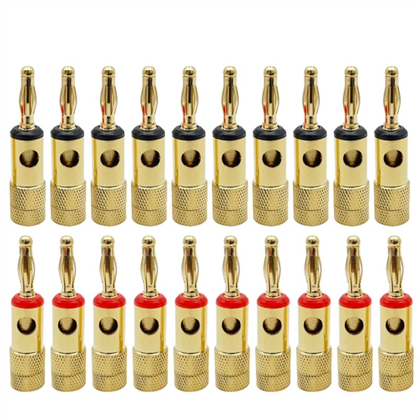20 Stück/Set 4 mm Bananenstecker, reines Kupfer, vergoldet, Lautsprecherkabel, Verstärker, Audio-Video-Anschlüsse (Color : 8 Red)