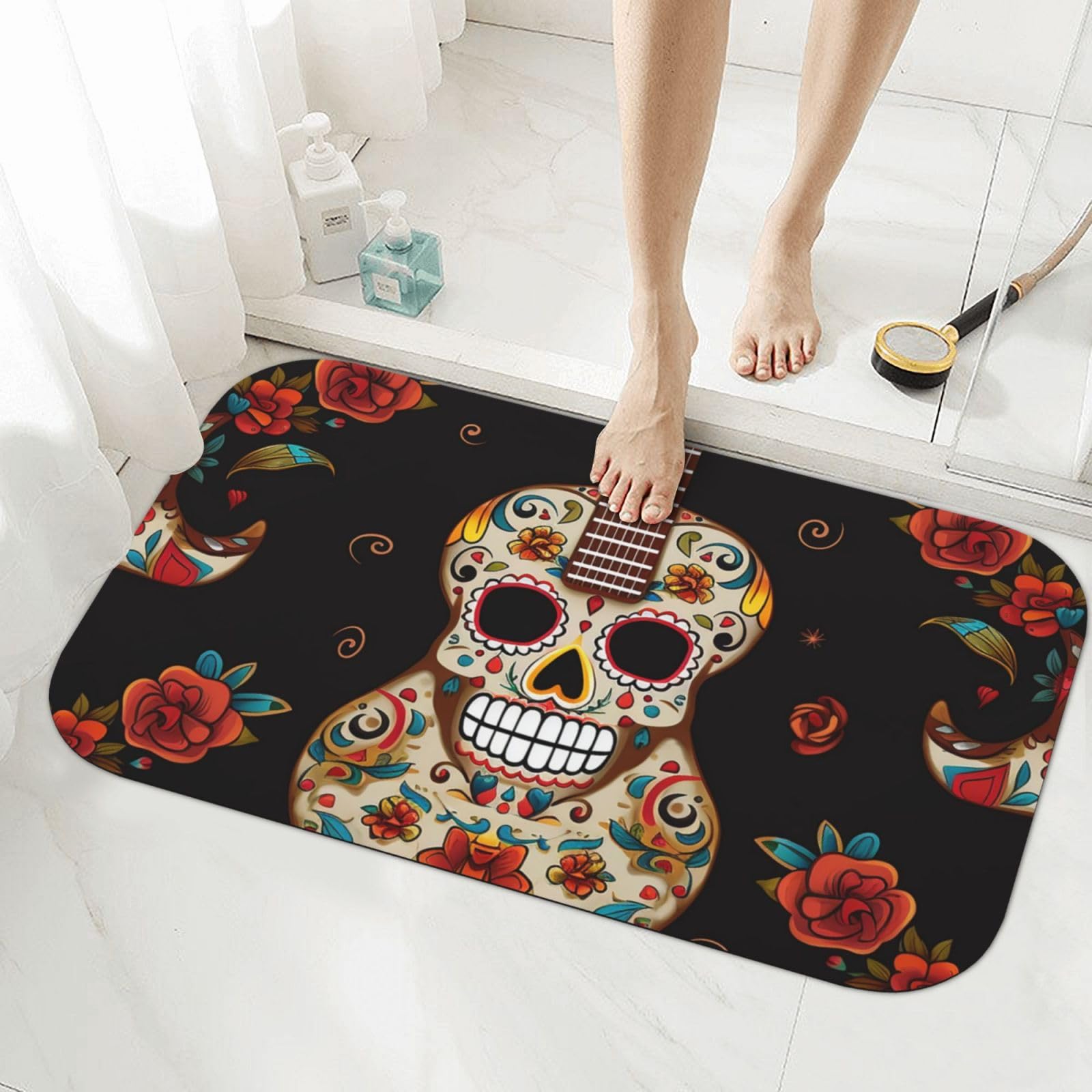 Tapis de sol de salle de bain en diatomite pour douche au style rock moderne