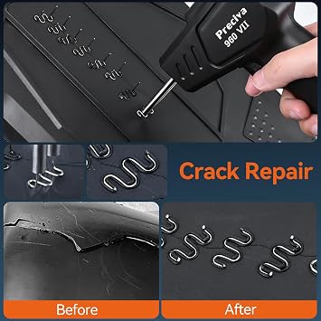 Preciva Plastic Welding Machine Kit - 50W Car Bumper Repair Welder with 600pcs Hot Staples for Kayak/Canoe/Plastic Crack, 3s Instant Heating, Brass Heating Core with Double Led Light