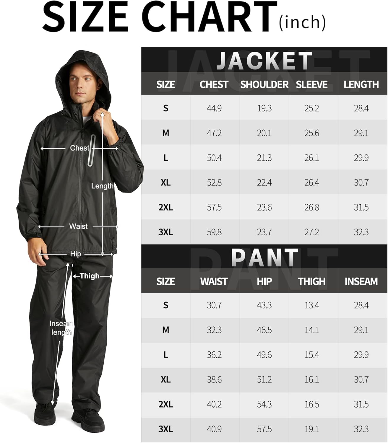 Miniatura 7 de SWISSWELL Golf Gear Rain Suits for Men Waterproof Raincoat Jacket Hooded and Pants for Outdoor Fishing Work