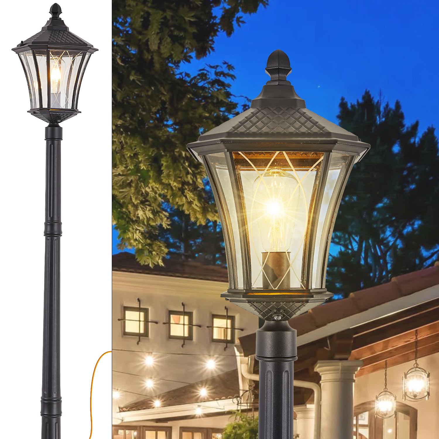 SCNYCUL Outdoor Lamp Post Light with Outlet