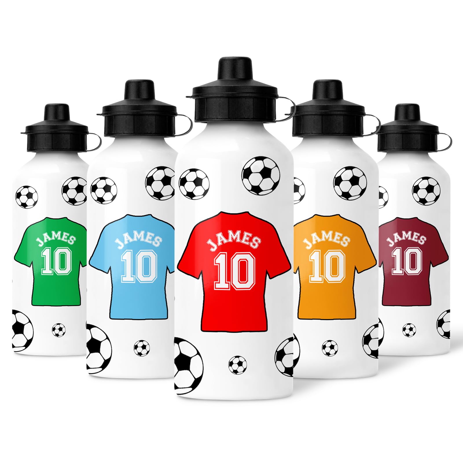 Personalised Football Water Bottle | Footbal Shirt | Add Any Name, Choose A Colour | Personalised Sports Kids Bottle | Personalised Football Gift, Personalised School Bottle, Custom Gifts For Boys