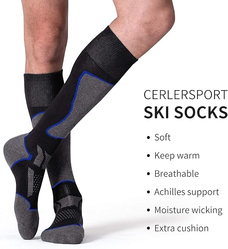 Miniatura 5 de CS CELERSPORT Paquete de 234 calcetines de esquí para hombres y mujeres para esquí, snowboard, calcetines de rendimiento de invierno