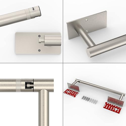 Miniatura 5 de Toallero de papel para debajo del gabinete, acero inoxidable, doble poste pivotante, base cuadrada, soporte para toallas de papel para cocina,