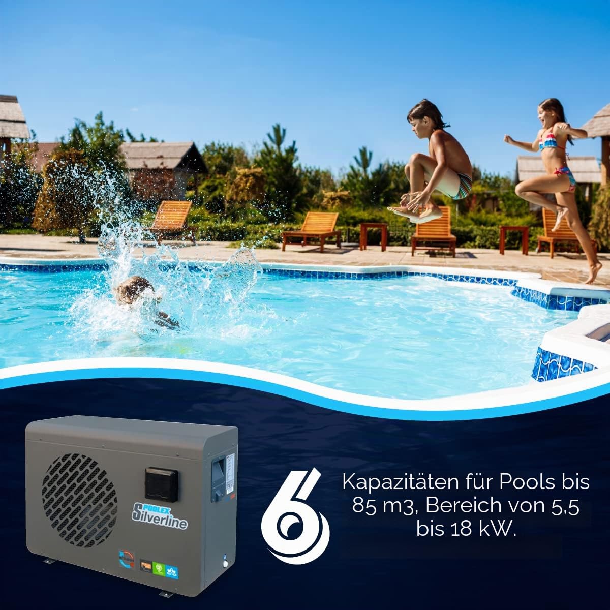 POOLEX Silverline 90 Wärmepumpe, Grau