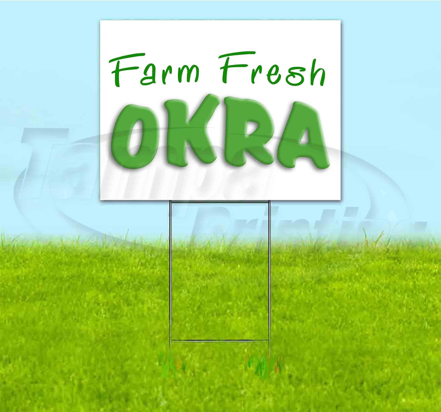 Farm Fresh Okra (18" X 24") Yard Sign, Quantity Discounts, Multi-Packs, Includes Metal Step Stake, Bandit Sign